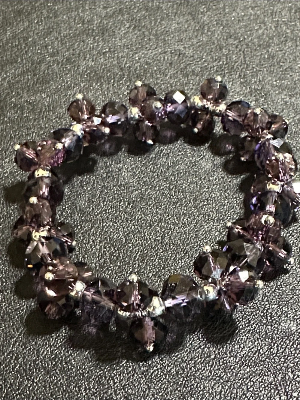 Purple Faceted Crystal Cluster Stretch Vintage Bracelet